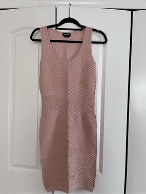 bebe Dusty Rose Textured Tank Midi Dress